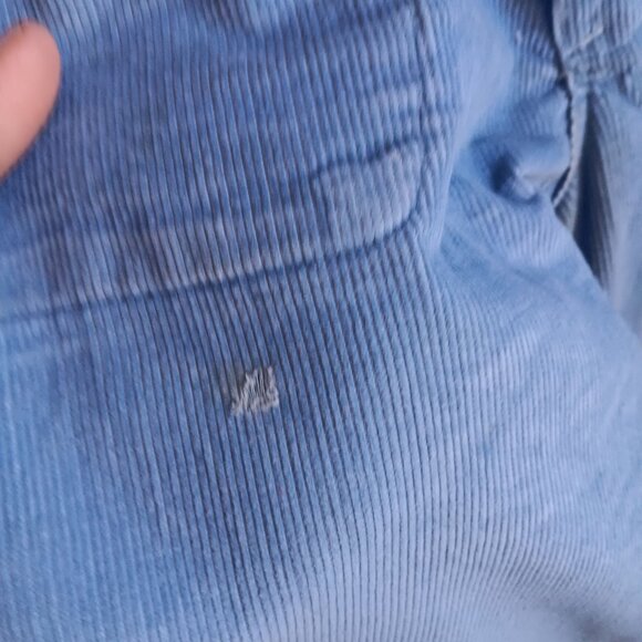 28x30 Womens Vintage Blue Corduroy Jeans Bootcut 1970's Disco Glam Distressed - Picture 5 of 6